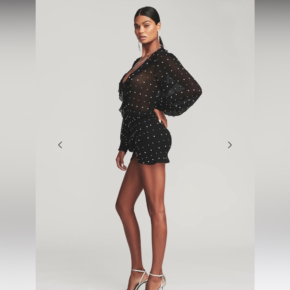 Retrofete Black Mini Dress with Silver Accents - Picture 3 of 6